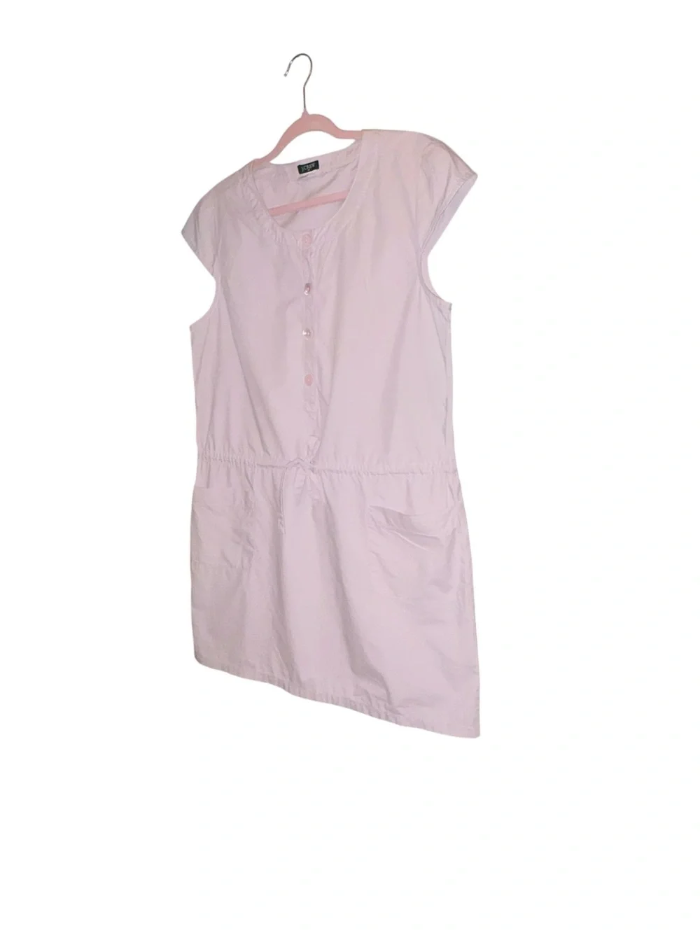 J. Crew Pale Pink Cap-Sleeve Minimalist Everyday 100% Cotton Mini Dress sz L